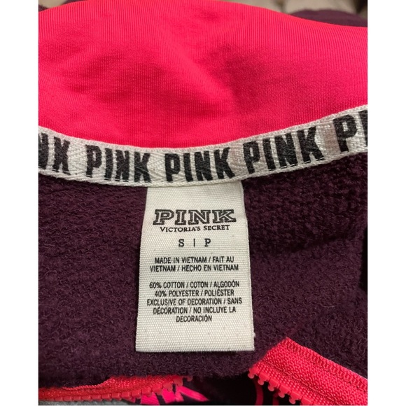 Pink by Victoria's Secret Burgundy and Hot Pink Half Zip Pullover - Picture 5 of 7